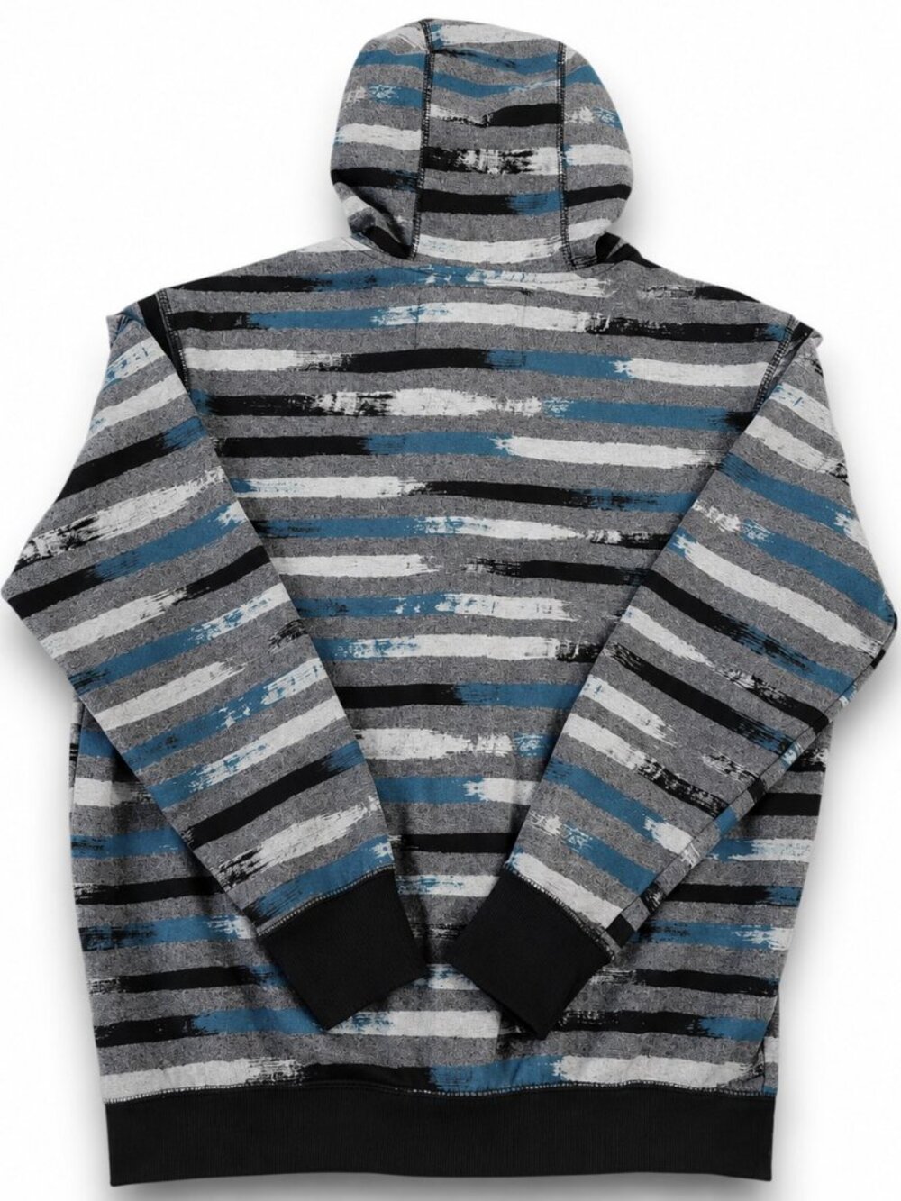 Men's Hoodie MEDIUM Full Zip Gray Teal Stripe with pockets No Boundaries - Picture 6 of 14